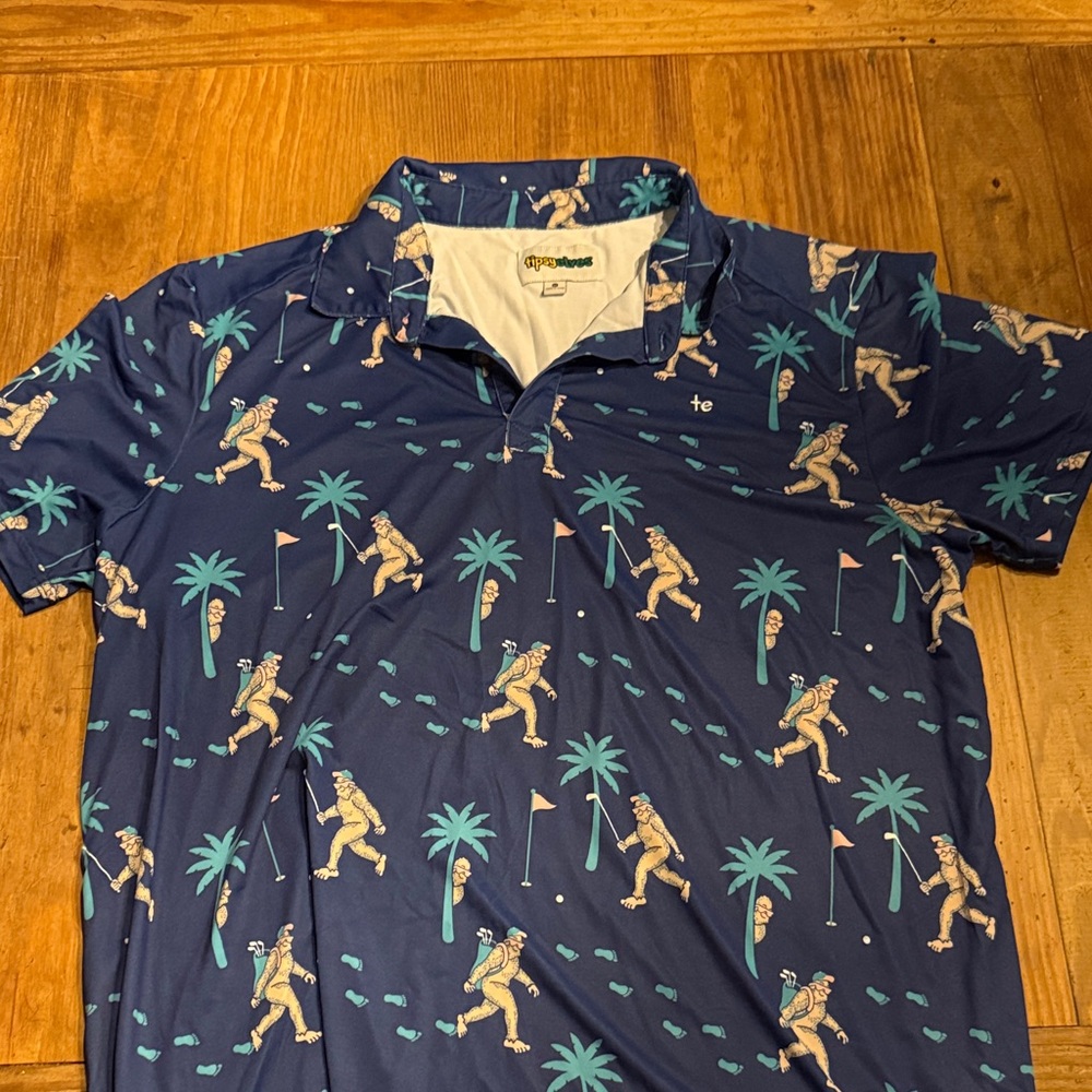 Tipsy Elves Navy Golf Print Polo